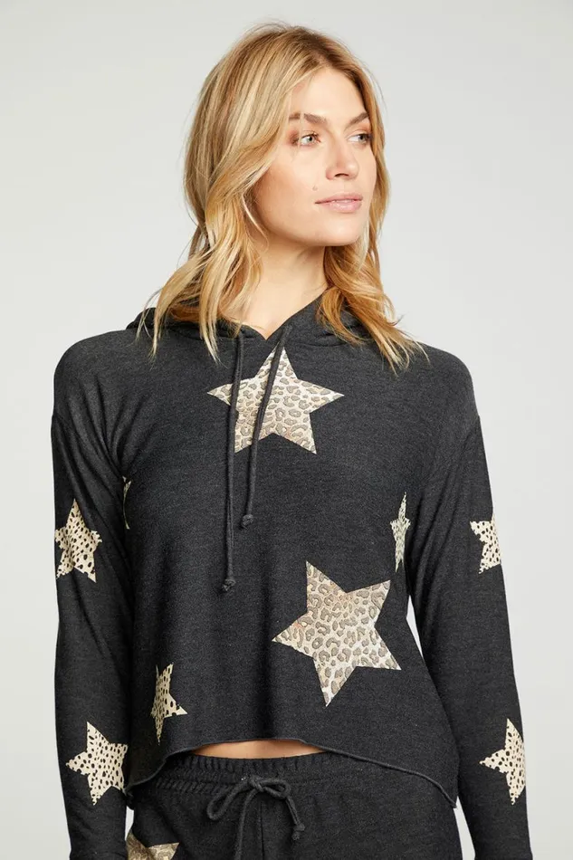 Womens Tops Chaser Brand Animal Star Hoodie