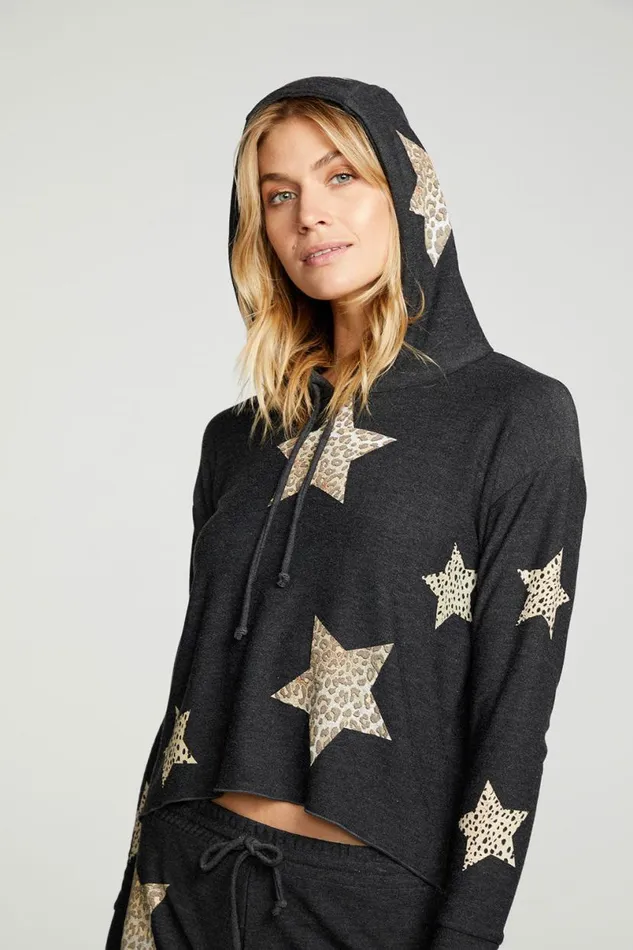 Womens Tops Chaser Brand Animal Star Hoodie