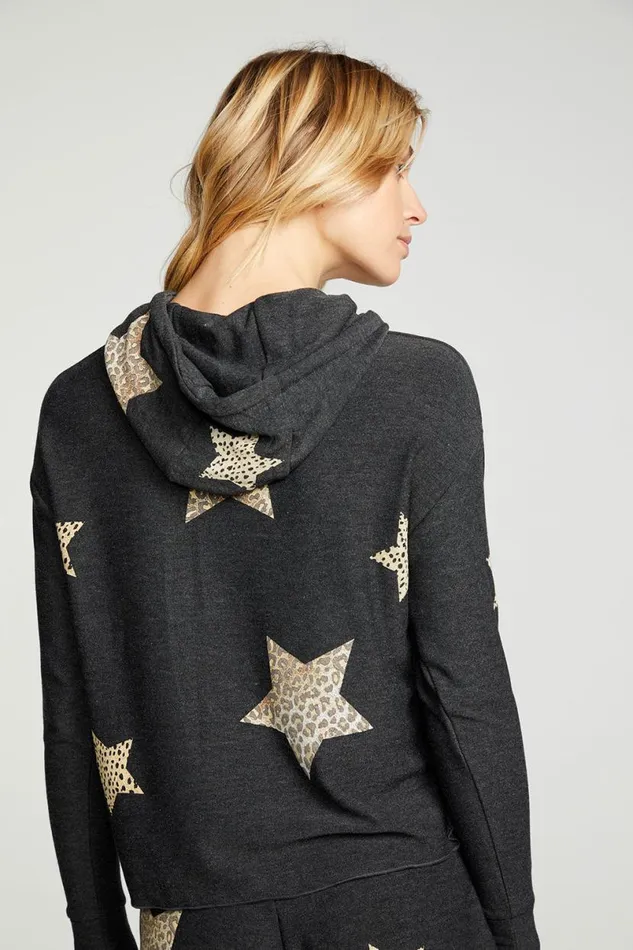 Womens Tops Chaser Brand Animal Star Hoodie