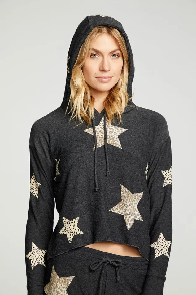 Womens Tops Chaser Brand Animal Star Hoodie