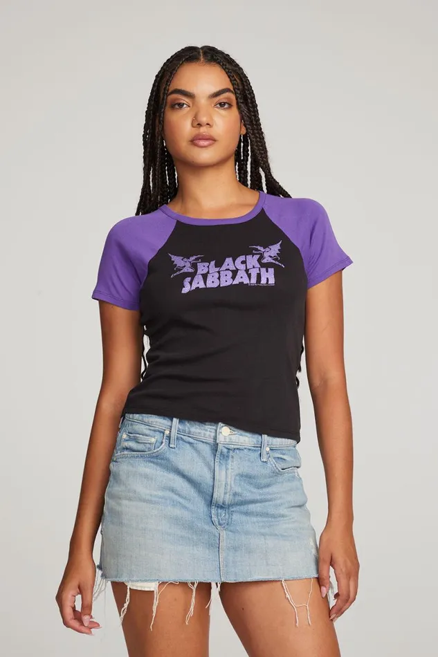 Womens Tops Chaser Brand Black Sabbath Henry Logo Tee