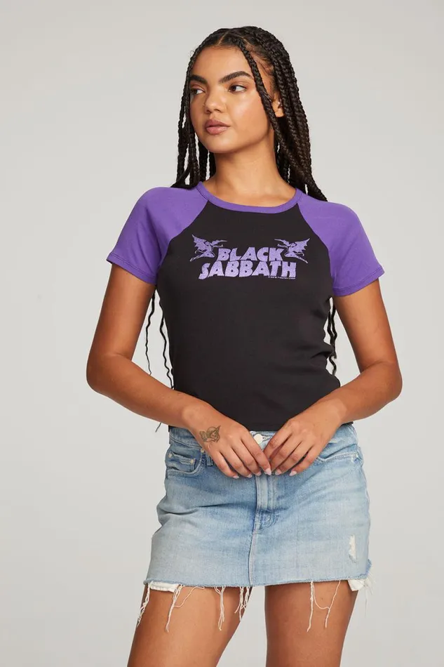 Womens Tops Chaser Brand Black Sabbath Henry Logo Tee