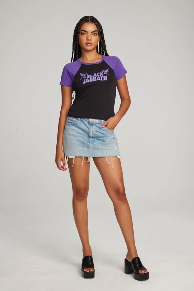 Womens Tops Chaser Brand Black Sabbath Henry Logo Tee