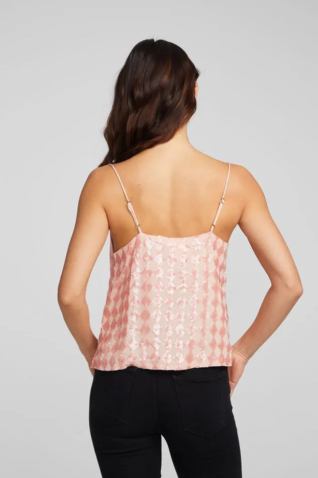 Womens Tops Chaser Brand Bleeker Tank Top Embellished Check
