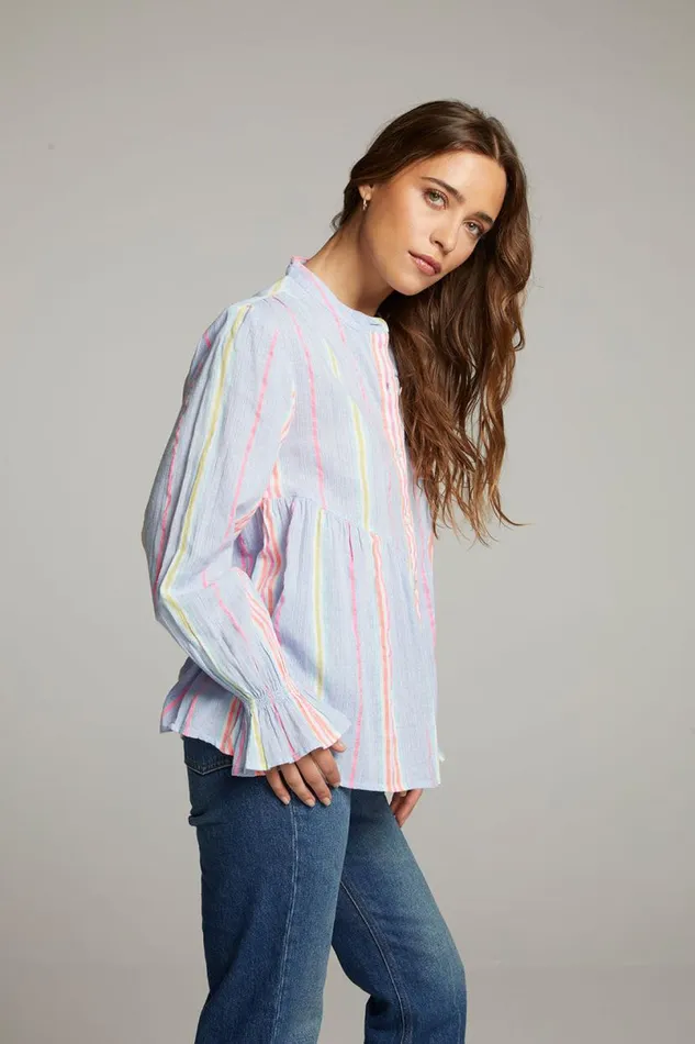 Womens Tops Chaser Brand Dolphin South West Beach Stripe Button Down