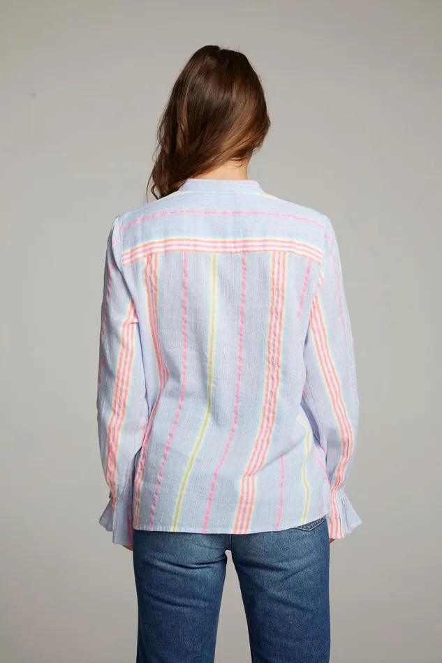 Womens Tops Chaser Brand Dolphin South West Beach Stripe Button Down