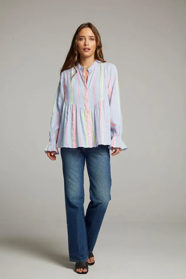 Womens Tops Chaser Brand Dolphin South West Beach Stripe Button Down