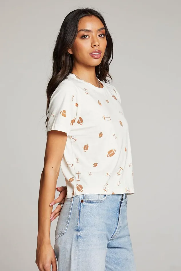 Womens Tops Chaser Brand Football Party Embroidery Tee