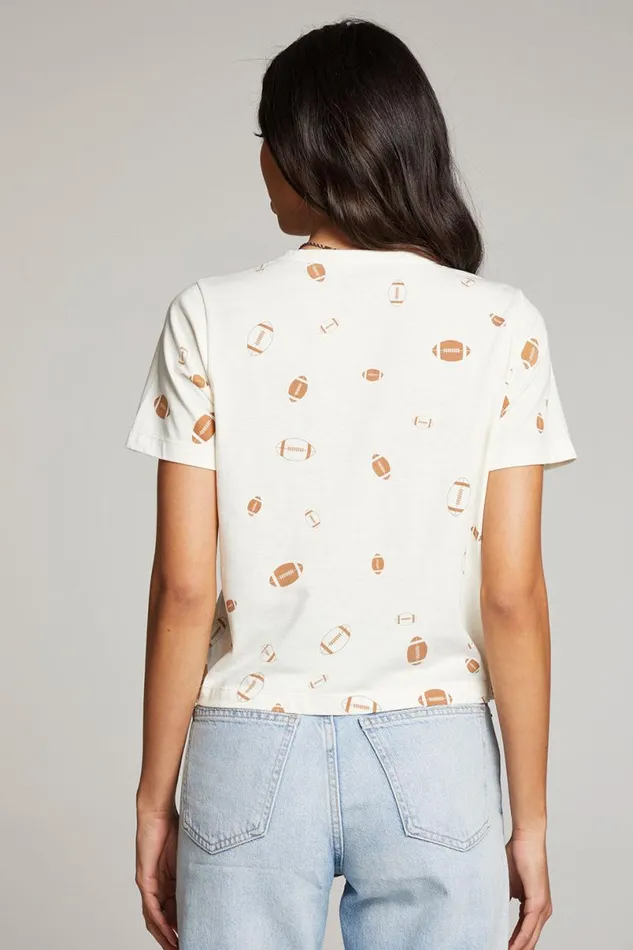 Womens Tops Chaser Brand Football Party Embroidery Tee