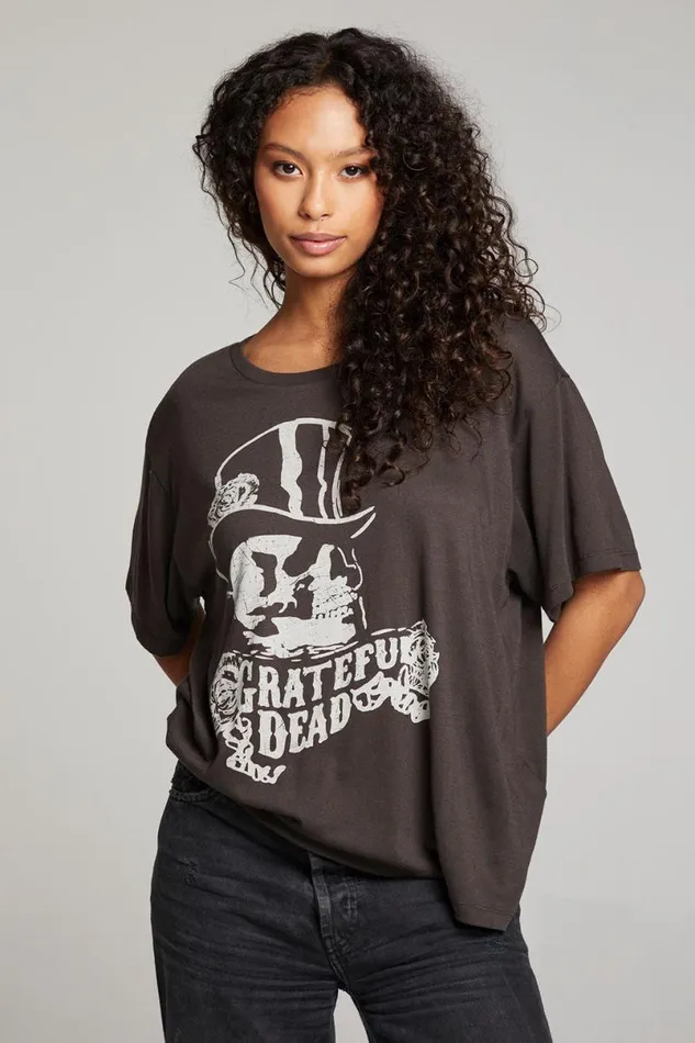 Womens Tops Chaser Brand Grateful Dead Top Hat Skull Tee
