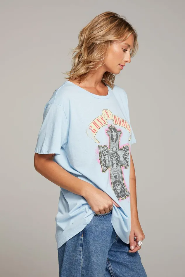 Womens Tops Chaser Brand Guns N039 Roses Skull Cross Tee