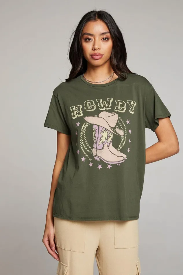 Womens Tops Chaser Brand Howdy Boots Tee