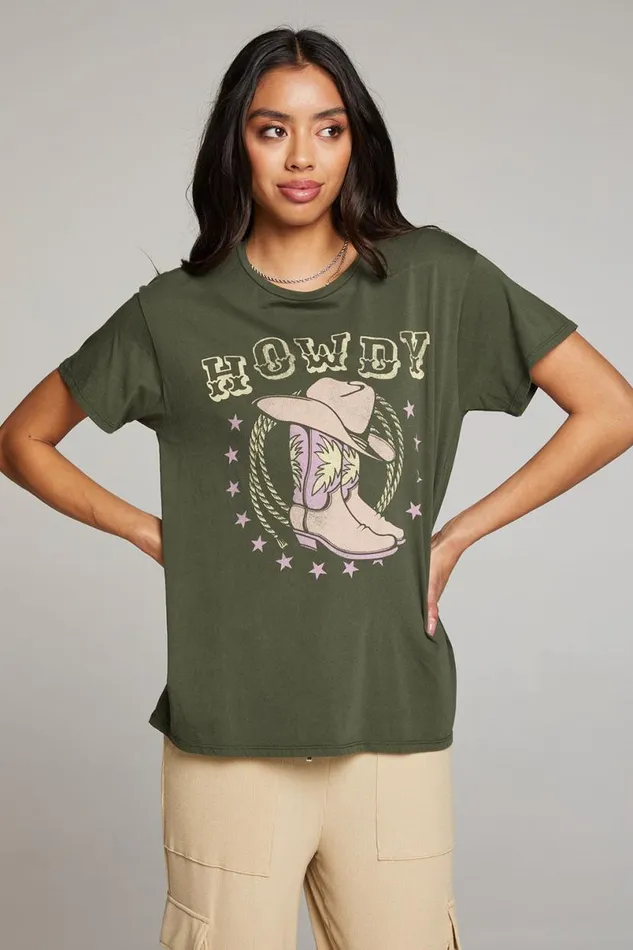 Womens Tops Chaser Brand Howdy Boots Tee