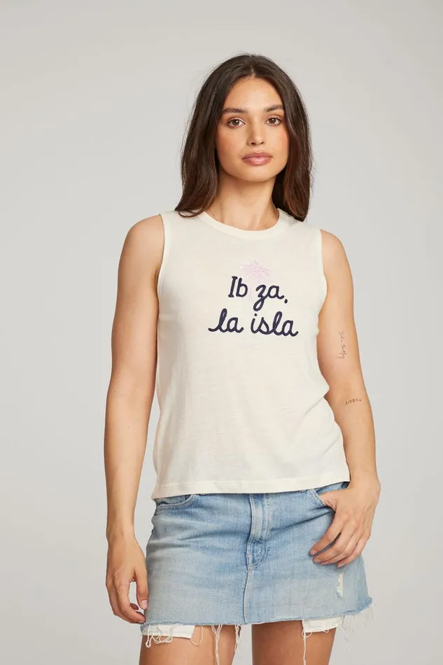 Womens Tops Chaser Brand Ibiza Palm Muscle Tee