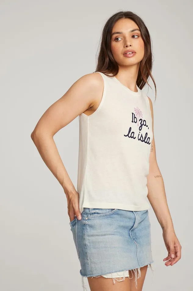Womens Tops Chaser Brand Ibiza Palm Muscle Tee