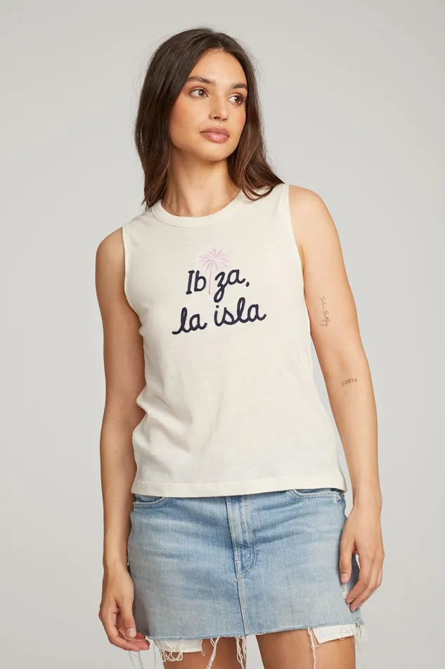 Womens Tops Chaser Brand Ibiza Palm Muscle Tee