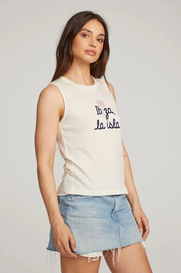 Womens Tops Chaser Brand Ibiza Palm Muscle Tee