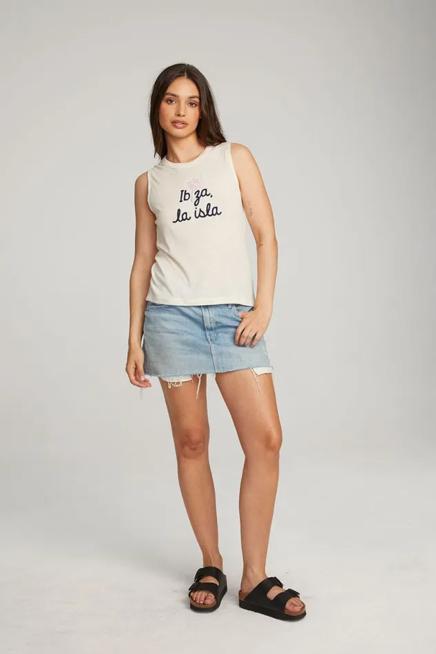 Womens Tops Chaser Brand Ibiza Palm Muscle Tee