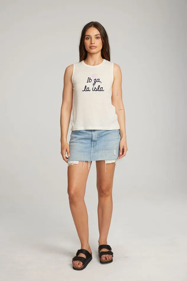 Womens Tops Chaser Brand Ibiza Palm Muscle Tee