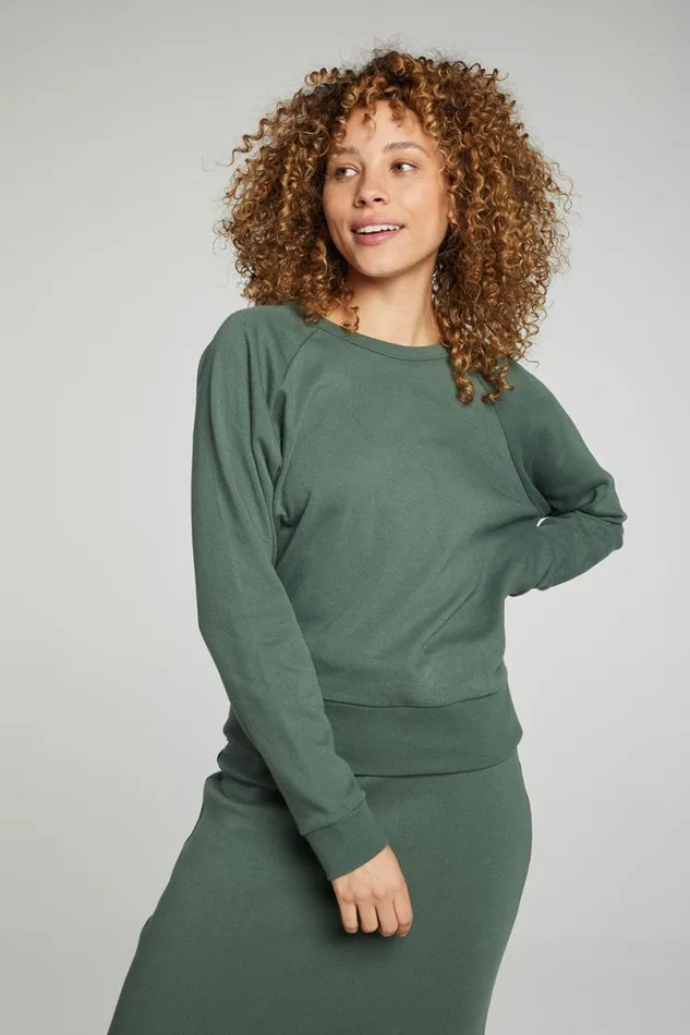 Womens Tops Chaser Brand Long Sleeve Crew Neck Raglan Pullover