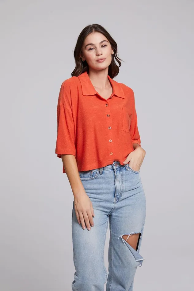 Womens Tops Chaser Brand Marine Crop Button Down 8211 Tigerlily