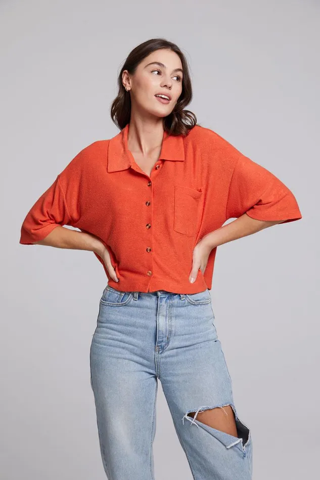 Womens Tops Chaser Brand Marine Crop Button Down 8211 Tigerlily