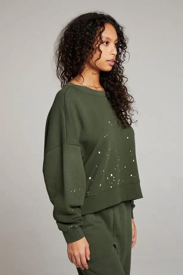 Womens Tops Chaser Brand Ombre Forest Night Splatter Paint Pullover
