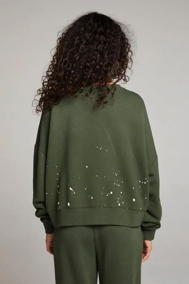 Womens Tops Chaser Brand Ombre Forest Night Splatter Paint Pullover