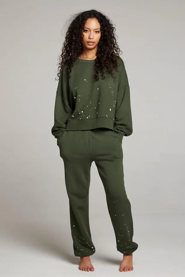 Womens Tops Chaser Brand Ombre Forest Night Splatter Paint Pullover