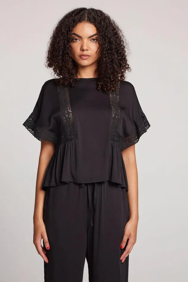 Womens Tops Chaser Brand Petal Licorice Short Sleeve