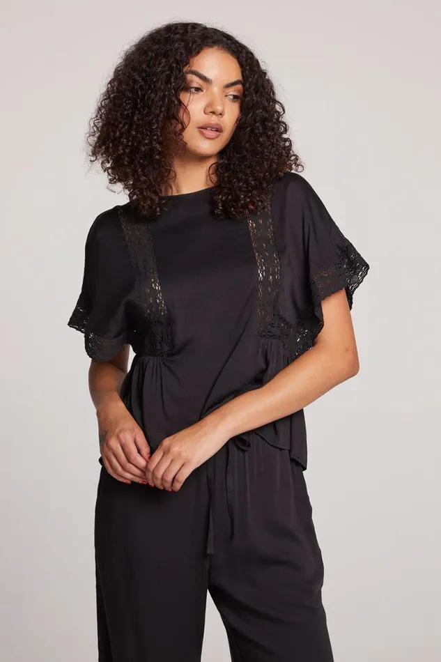 Womens Tops Chaser Brand Petal Licorice Short Sleeve