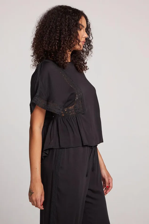 Womens Tops Chaser Brand Petal Licorice Short Sleeve