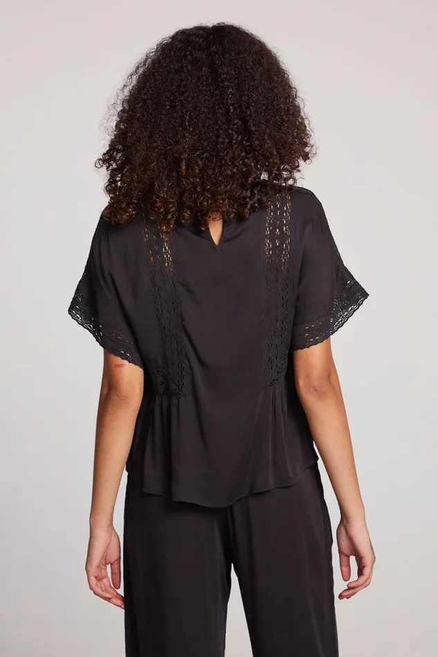 Womens Tops Chaser Brand Petal Licorice Short Sleeve