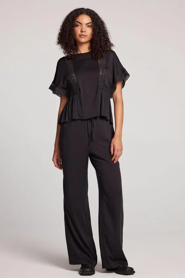 Womens Tops Chaser Brand Petal Licorice Short Sleeve