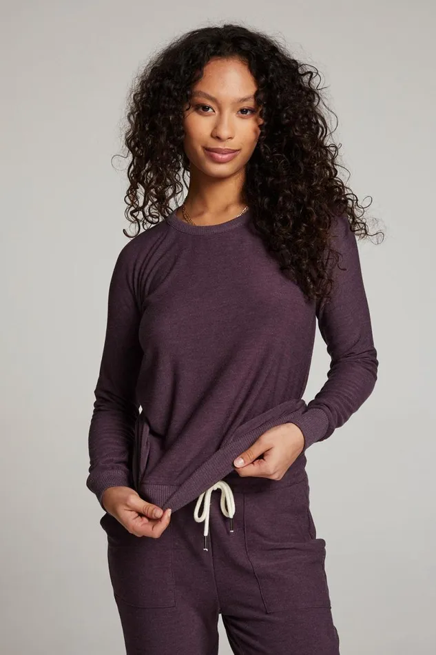 Womens Tops Chaser Brand Plum Perfect Long Sleeve Raglan Pullover