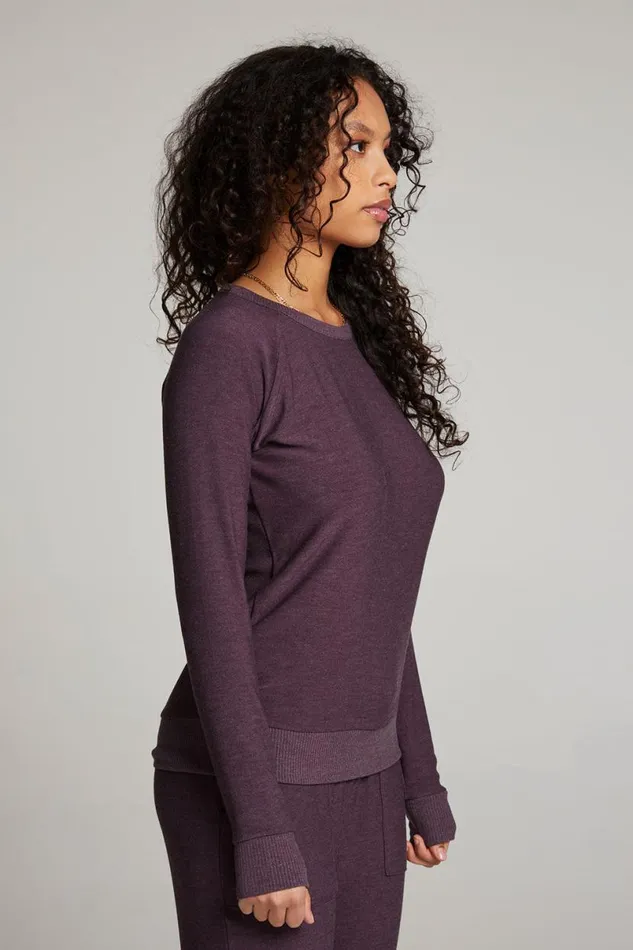 Womens Tops Chaser Brand Plum Perfect Long Sleeve Raglan Pullover