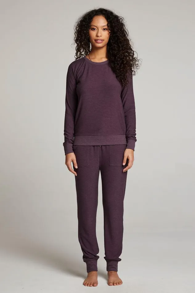 Womens Tops Chaser Brand Plum Perfect Long Sleeve Raglan Pullover