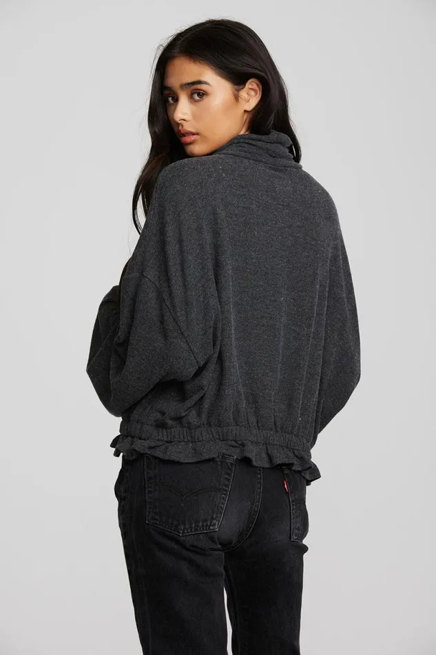 Womens Tops Chaser Brand Recycled Bliss Knit Cropped Pullover With Elastic Waist and Sleeve