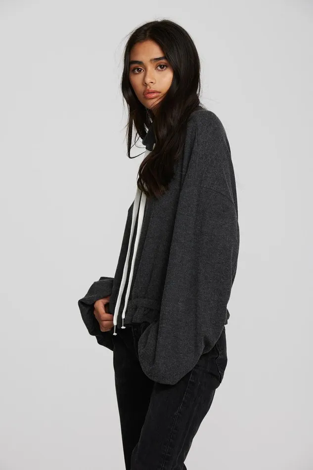 Womens Tops Chaser Brand Recycled Bliss Knit Cropped Pullover With Elastic Waist and Sleeve