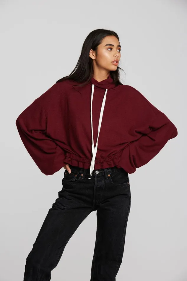 Womens Tops Chaser Brand Recycled Bliss Knit Cropped Pullover With Elastic Waist and Sleeve