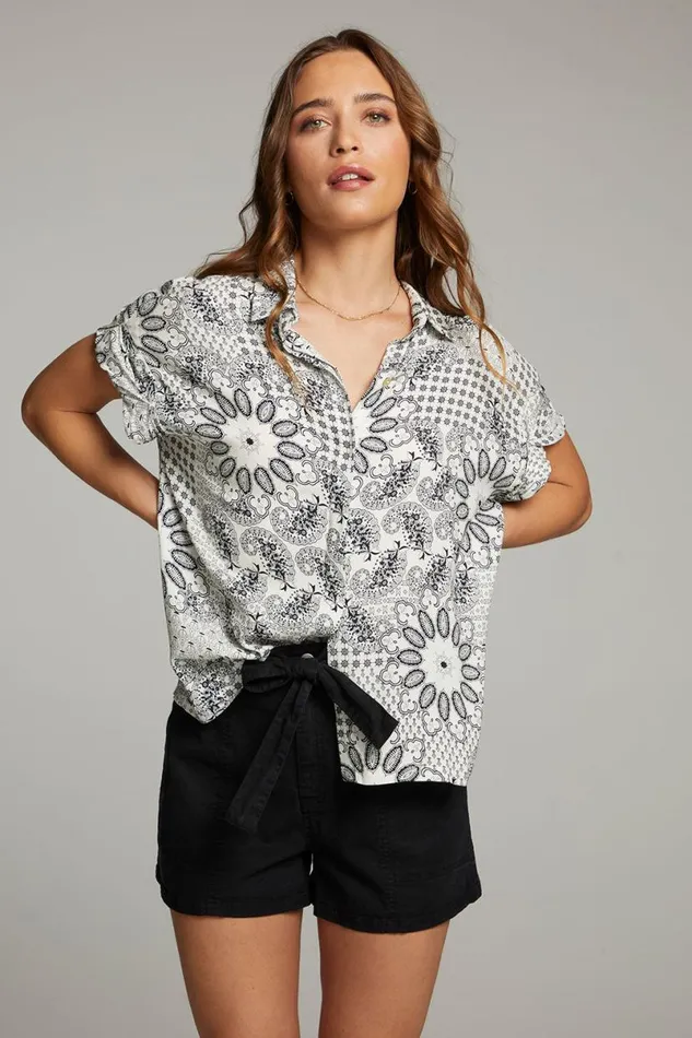 Womens Tops Chaser Brand Rhythmm Paisley Bandana Button Down