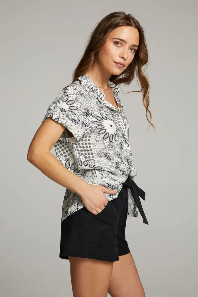 Womens Tops Chaser Brand Rhythmm Paisley Bandana Button Down