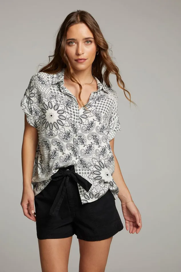 Womens Tops Chaser Brand Rhythmm Paisley Bandana Button Down