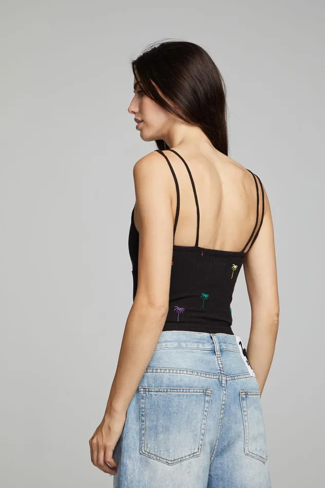 Womens Tops Chaser Brand Strand Crop Top 8211 Black Onyx
