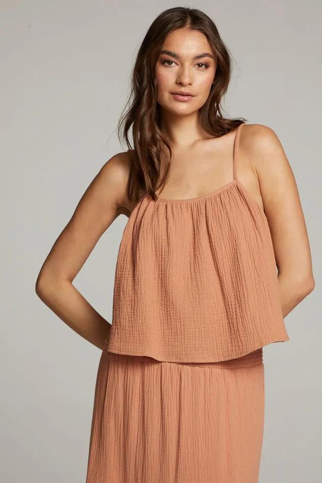 Womens Tops Chaser Brand Tropical Bronze Top