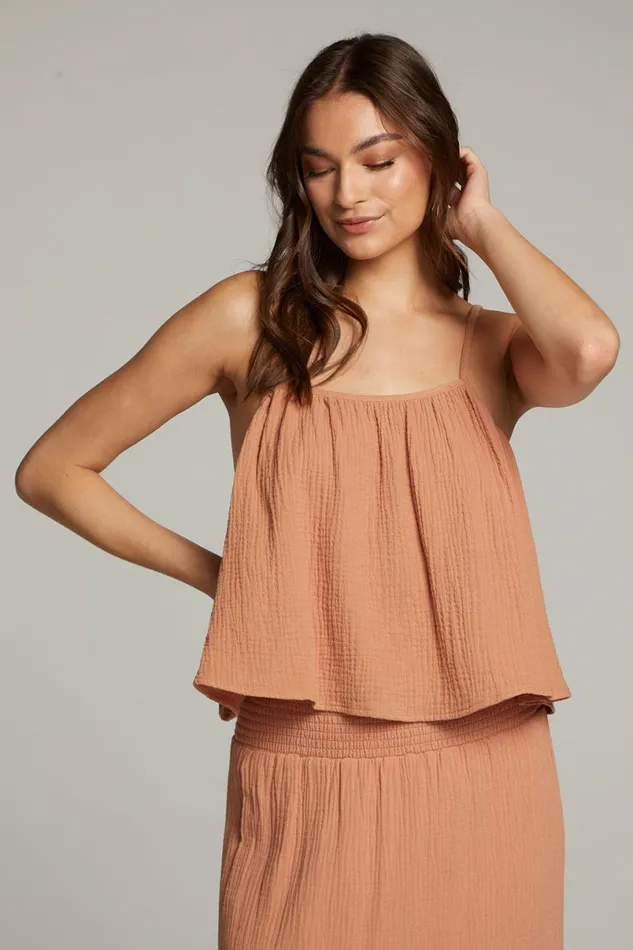 Womens Tops Chaser Brand Tropical Bronze Top