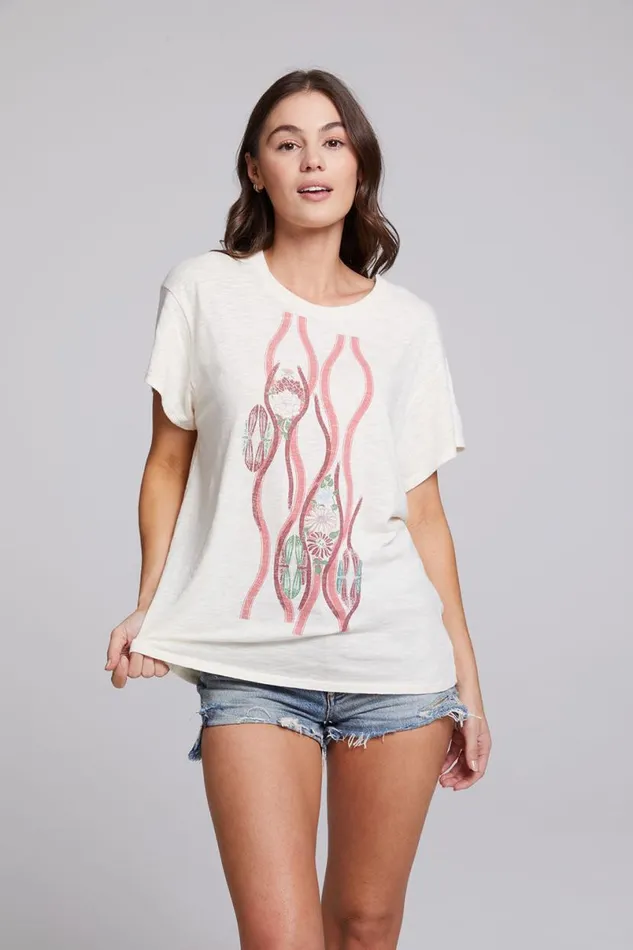 Womens Tops Chaser Brand Vintage Wallpaper Crew Neck Tee