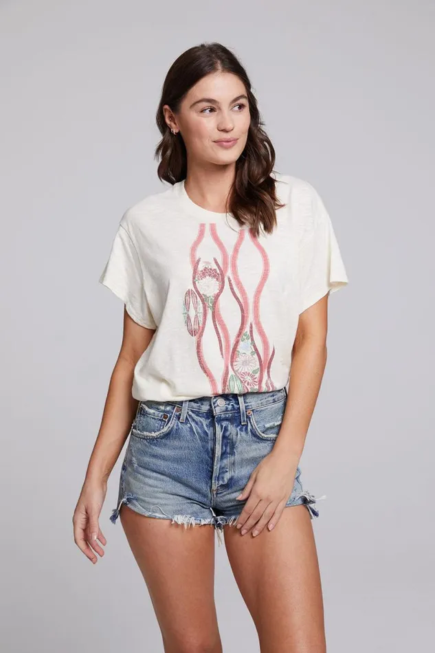 Womens Tops Chaser Brand Vintage Wallpaper Crew Neck Tee