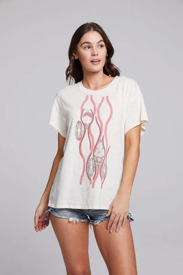 Womens Tops Chaser Brand Vintage Wallpaper Crew Neck Tee