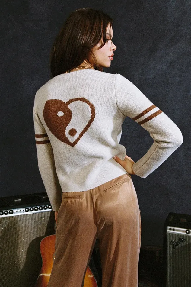 Womens Tops Chaser Brand Yin Yang Heart Cardigan